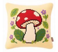 DIY Kit De Crochet À Loquet Pour Oreiller Estampé Champignons et feuilles de dessin animé Kits De Crochet À Loquet À Faire Soi-Même Coussin Imprimé Coussin Broder Broderie Artisanat Ensemble 43x43cm