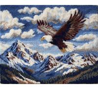 DIY Kit Tapis Point Noué à Faire Aigles et montagnes enneigées 60x90cm