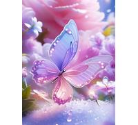 Diy Kits De Point De Croix De Perles Fleurs Et Papillons De Dessins Animés Kit De Broderie Au Point De Croix,Peinture Perlée À Faire Soi-Même,Bead Embroidery Kits 3D Décoration Murale 60x80cm