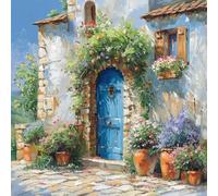DIY La Porte Peinture Diamant Painting Kit, 5D Fleurs Art Diamant Complet Kits, Diamond Art Strass Point de Croix Painting Mosaïque Kit pour Adultes Débutants Maison Décoration Cadeaux 25x25 cm V-783