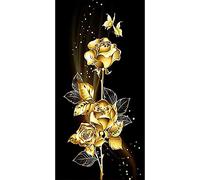 DIY Large Diamond Painting 5D Fleur de rose dorée Diamant Peinture Plein Forage Peinture par Enfant Point De Croix Kit Diamant Art Kits Famille Strass Broderie Diamant Painting 30x60cm F-3057