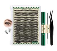 DIY Lash Extension Kit 280pcs Individual Lashes D Curl Eyelash Extension Kit KEYYOU 50D 8-16Mix Natural Lash Clusters with Lash Bond and Seal and Lash Applicator for DIY at Home(KIT-50D-0.07D-8-16Mix)