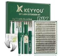 DIY Lash Extension Kit KEYYOU 300Pcs Individual Eyelash Extension Kit 40D 0.07D Curl 8-16MIX Lash Clusters Kit with Lash Glue Remover Applicator Easy to Use for Beginners(Kit-40D-0.07D,8-16MIX)