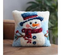 Diy Latch Hook Cushion Kit Bonhomme De Neige De Dessin Animé Kit De Fabrication De Taies D'Oreiller/Housses De Coussin,Tapis Tendance,Kits De Crochets À Loquet Diy Pour Un Projet De Démar 43x43cm