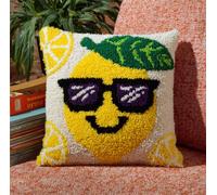 Diy Latch Hook Cushion Kit Citron Aux Fruits De Dessin Animé Kit De Fabrication De Taies D'Oreiller/Housses De Coussin，Tapis Tendance，Kits De Crochets À Loquet Diy Pour Un Projet De Déma 43x43cm