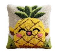 Diy Latch Hook Cushion Kit Fruit D'Ananas De Dessin Animé Kit De Broderie Pour Coussins À Crochet Et À Loquet，À Faire Soi-Même，Pour Débutants，Avec Motifs Imprimés，Décoration D'Intérieu 43x43cm