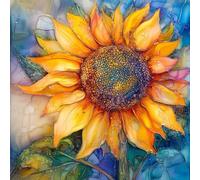 DIY Le Tournesol Peinture Diamant Painting Kit, 5D Fleurs Art Diamant Complet Kits, Diamond Art Strass Point de Croix Painting Mosaïque Kit pour Adultes Débutants Maison Décoration 25x25 cm V-1097