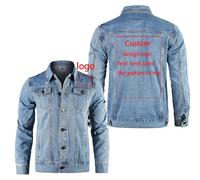 DIY Logo Personnalisé Jeans Veste Hommes Personnalisée Imprimé Décontracté Revers Veste Automne Manteau pour Toutes Occasion Color3,5XL