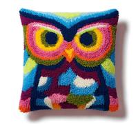 DIY loquet crochet coussins Kits Chouette taie d’oreiller coussin Couverture de tapis Kits de broderie Crochet fait à la main ensemble Artisanat 43x43cm