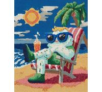 Diy Lot De Tapis À Crochet À Nouer Animaux De Plage De Dessins Animés Kit De Fabrication De Tapis Diy，Kits De Point De Croix，Travaux D'Aiguille Pour Débutants，Décoration D'Intérieur 90x120cm