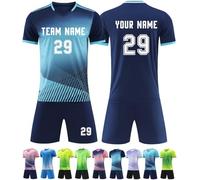 DIY Maillots et Ensembles et Enfants Adultes de Football Personnalisés Maillots de Soccer Foot avec Nom et Numéro T-Shirt de Football Gifts pour Adultes et Enfants,02 Bleu Saphir
