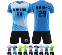 DIY Maillots et Ensembles et Enfants Adultes de Football Personnalisés Maillots de Soccer Foot avec Nom et Numéro T-Shirt de Football Gifts pour Adultes et Enfants,02 Bleu