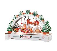 DIY Maison de village de Noël en bois | Décoration de bureau avec lumière LED - Maison de Noël pour bureau | Pour amateurs de bibliothèque rebord de fenêtre vitrine table de chevet nappe studio