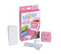 DIY MARKY - Tampon Personnalisable pour Enfants | Pour Vêtements et Objets Scolaires | Encre jusqu’à 1000 Impressions | Kit Complet avec Étiquettes et Ruban Thermocollant (Rose)