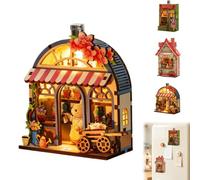 DIY Mini aimant maison en bois Book Nook Craft Kit avec lumière LED (lapin)