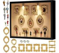 DIY Mini Musée Silhouette Box DIY Mini Museum Cadre photo DIY Mini Musée Figurines Mi ni Personnes Mu-seum Cadre photo avec cadre doré et lumière LED Mi-ni pour anniversaire, mariage, décoration