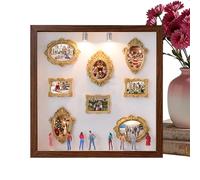 DIY Mini Museum Shadow Box Frame Set with Gold Frame & Figures | 10x10 inch Memory Display Case | Wedding Photo Collage Wall Art | Silhouette Family Keepsake Box