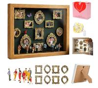 DIY Mini Museum Silhouette Box, 2026 Upgrade Shadow Box Frame Kit with Light, Mini Museum of us Frame with Gold Photo Frames & Figurines for Anniversary, Wedding, Birthday, Decor (Wood)