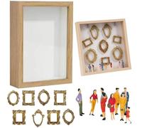 DIY Mini Museum Silhouette Box with Lights - Shadow Box Frame Kit, Celebrate Your Unique Memories in Style, Creative Memory Display Kit with Mini Figurines (Wood Color)