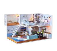 DIY Miniature avec Des Meubles de Maison de Poupée,Maison Miniature en Bois 3D Livré avec Cache-Poussière et Lumière LED Kit Miniature de Maison de Poupées Cadeau Créatif-T'ai Rencontré
