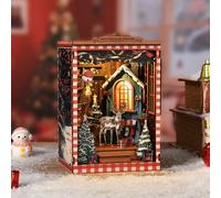 DIY Miniature House Bibliotheque en Bois, Maison Miniature à Monter soi-même, Maquette 3D Construire Décoration, avec lumière LED, Cadeau Original Cadeaux Créatifs (As Shown1)