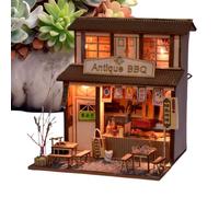 DIY Miniature House Kit Retro Barbecue - Restaurant Assembly Model Tiny DIY | Tiny House DIY Kit for Kids Teens Adults Hobbyists Beginners | Bookshelf Home Office Apartment Living Room Bedroom DIY House