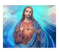 DIY Mosaique Broderie Diamant Complet Plein 5D par Numéro Jésus Toile Peinture Deco Enfant Diamond Painting Strass Complet décoration à la Maison/Salon/Bureau 40X30cm