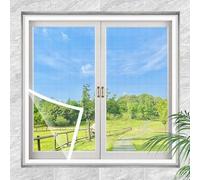 DIY Moustiquaire Fenêtre, Autocollant Moustiquaire Porte Fenêtre, Polyester Moustiquaire, Découpable Filet Moustiquaire Anti Moustiques, Mouches & Insectes(White Mesh White Frame,1.6 x 2m)