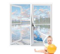 Diy Moustiquaire Magnétique Réglable 117 x 124 cm Rideau Moustiquaire Fenetre Aimantée Sans Perçage Facile à Installer pour Tout Type de Fenêtre, Blanc