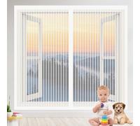 Diy Moustiquaire Magnétique Réglable 147 x 143 cm Moustiquaire Fenetre Ajustable Fermeture Automatique Sans Perçage pour Fenêtres Porte, Blanc