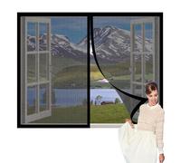 Diy Moustiquaire Magnétique Réglable 45 x 55 cm Aimantée Auto-Adhésif en Maille Puissants Aimants pour Fenêtres et Portes, Noir