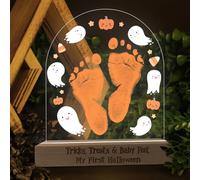 DIY My First Halloween Empreinte de pied ou de main pour bébé Veilleuse d'Halloween pour enfants Travaux souvenirs, friandises, Annonce étape importante pour chambre de bébé garçon ou fille