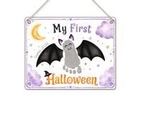 DIY My First Halloween Footprint Signe, Cute Bat Baby's First Halloween Footprint Art Craft Decor Cadeau souvenir souvenir