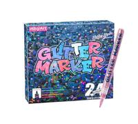 DIY Painting Glitter Markers - 20 Bright Colors Quick-Dry Pens for Creative Projects, Students, Kids, Teens, Adults, Scrapbooking, Greeting Cards, Journaling, Home and Office Art, Smooth Flow