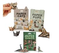 DIY Paper Cats,50 Sheets DIY Origami Paper to Fold Your Own PaperCats - 3D Handmade Origami Cat Model, Fun 3D Papers Dog & Cat & Dinosaur Models, Animal Papers Sculpture for Teens Adults (3Pcs, 1Box)