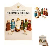 diy paper nativity scene,scène de nativité de papier bricolage,Christmas Paper Folding Set with Jesus Angel & Animal, Christmas Nativity Scene Papers Folding for Beginners,Gift for Craft Lovers-A