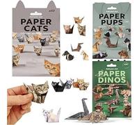 Diy Papier Origami Animal Kit, Paper Cats Origami 50pcs, Chat/Chien/Dinosaure 3d Origami Enfant, 3d DéCoration De Bureau AnimalièRe Origamis,Kits De Bricolage Pour Adultes Et Enfants (3pcs)