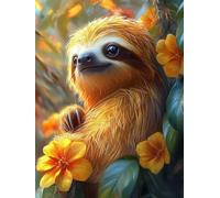 DIY Paresseux Peinture Diamant Painting Kit, 5D Animal Art du Diamant Full Drill Ronde Kits, Diamond Art Kits Point de Croix Painting pour Adultes Débutants Cadeau Femme Maison Décor 40x50cm Y1SG-892