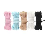 DIY PARK Cordon élastique plat fin en nylon de 4,6 m x 3 mm pour porter le visage et les oreilles (4,6 m, 0,9 m par couleur)