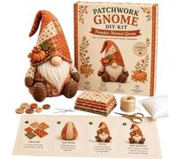 DIY Patchwork Animal Couture pour Adultes Débutants - Kit de bricolage créatif pour nains de jardin mignons chats 3D comme projet de couture décoratif (orange, 10cn)