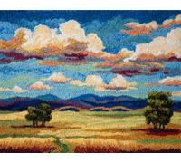 DIY Paysage Latch Hook Rug Kit Prairie De Dessins Animés Kit De Tapis À Crochet À Faire Soi-Même，Set Fabrication De Tapisserie，Kits De Broderie Au Point De Croix，Travaux D'Aiguille, 23x35in