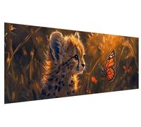 DIY Peinture Diamant Adulte Léopard, Kit Diamond Painting Adulte 150x60cm, 5D Diamond-Painting Images Mignon Broderie Point de Croix Cristal Artisanat Kits pour Débutant Decoration Chambre Murale L-45