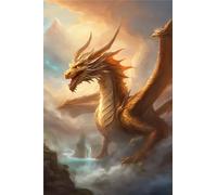 DIY Peinture Diamant Kits, 5D Dragon volant Diamond Painting Kit Complet Broderie Diamant Grand Format Cristal Strass Point de Croix Painting Broderie, Adultes Noel Murale Décoration 60x90cm ZA-1942