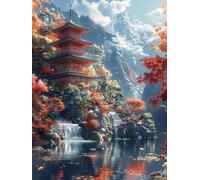 DIY Peinture Numero Adulte Arbre, Architecture Peinture Numero Activité Manuelle Adulte Kit avec Pinceaux et Pigment Acryliques, Paint by Numbers for Enfant, Decoration Chambre, Cadeau, 50x70cm W-2943