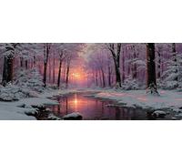 DIY Peinture Numero Adulte Arbre, Peinture Numero ScèNe De Neige, Activité Manuelle Adulte Kit avec Pinceaux et Pigment Acryliques, Paint by Numbers for Enfant, Cadeau Printemps, 110x50cm A-8597