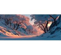 DIY Peinture Numero Adulte Arbre, Peinture Numero ScèNe De Neige, Activité Manuelle Adulte Kit avec Pinceaux et Pigment Acryliques, Paint by Numbers for Enfant, Cadeau Printemps, 200x100cm 0-1028