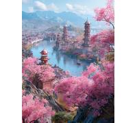 DIY Peinture Numero Adulte Architecture, Paysage Peinture Numero Activité Manuelle Adulte Kit avec Pinceaux et Pigment Acryliques, Paint by Numbers for Enfant, Decoration Chambre, 40x50cm 0-6837