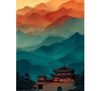 DIY Peinture Numero Adulte Architecture, Paysage Peinture Numero Activité Manuelle Adulte Kit avec Pinceaux et Pigment Acryliques, Paint by Numbers for Enfant, Decoration Chambre, 60x90cm 0-1287