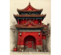 DIY Peinture Numero Adulte Architecture, Voir Peinture Numero Activité Manuelle Adulte Kits, Paint by Numbers for Adults avec Pinceaux et Pigment Acryliques, Cadeau, Decoration Maison, 60x90cm, J-9255