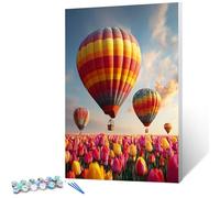 DIY Peinture Numero Adulte avec Cadre Fleur, Peinture Numero Activité Manuelle Adulte Kit Ballon, DIY Paint by Numbers for Adults avec Pinceaux et Pigment Acryliques, Cadeaux Fille, 60x90cm 0-5318